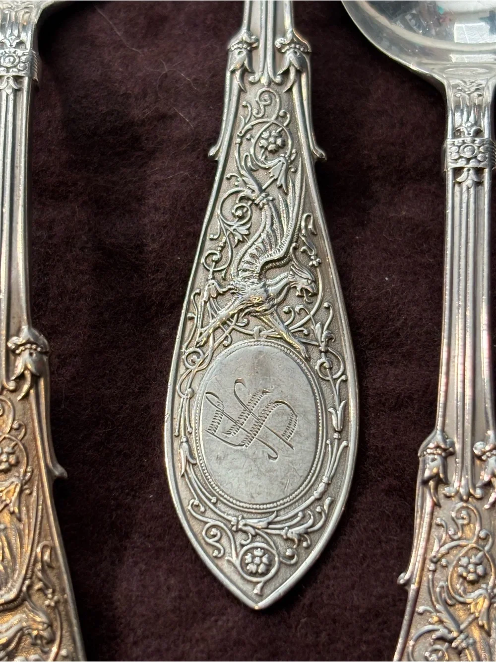 Antique Whiting Arabesque Sterling Silver 5.5” Spoons 8pc Set Preusser